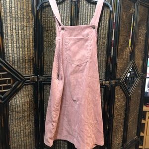 Pink corduroy overall dress